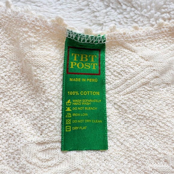 100% Cotton Lace Knit Tank XS | Boho Cottagecore Textured Cream Summer Top - Picture 4 of 9